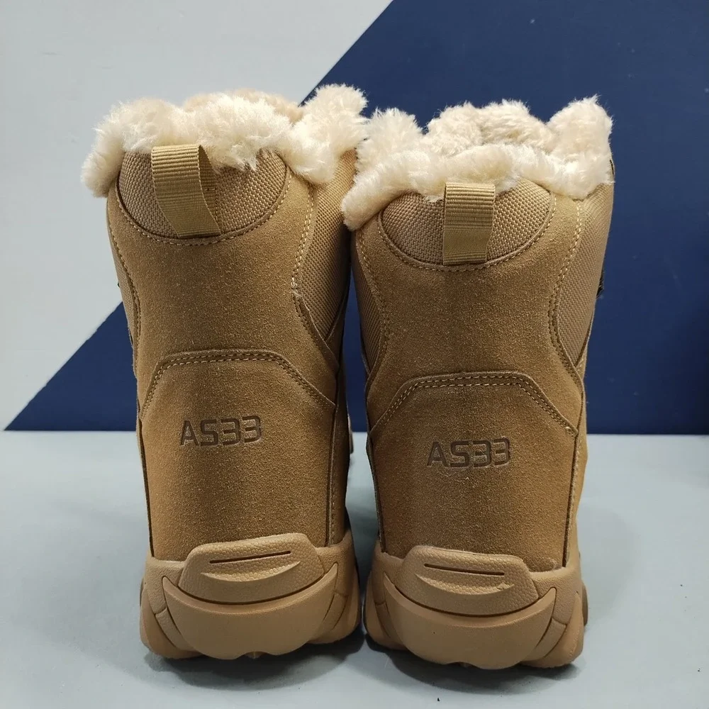 AS33 Tactical Snow Boots Mens US 11 Brown Faux Fur Lined Waterproof Lace Up EUC